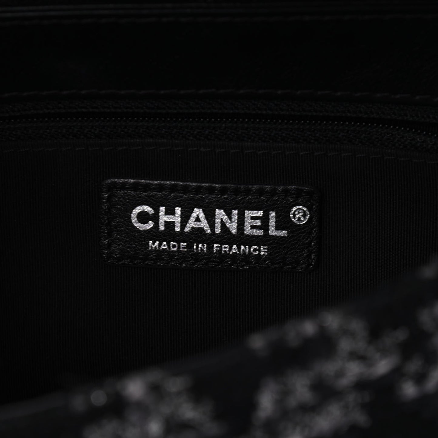 Shearling Tweed Medium Boy Flap Black Grey