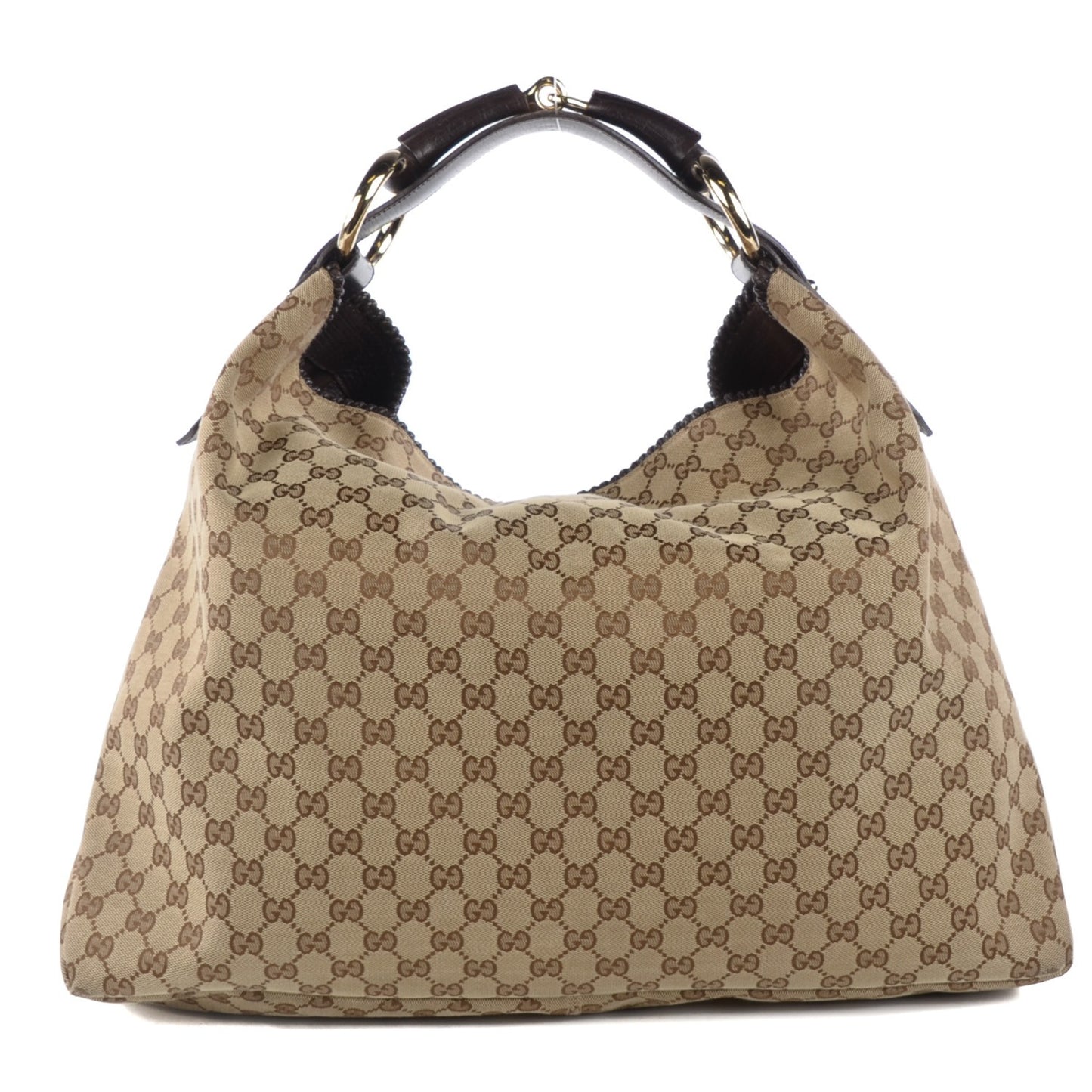 Monogram Large Horsebit Chain Hobo Dark Brown