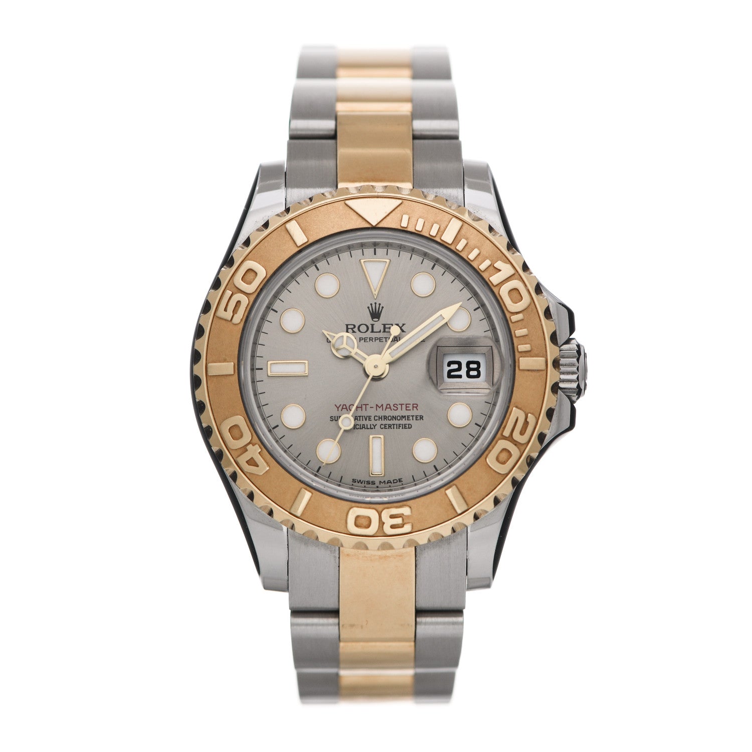 Rolex Stainless Steel 18K Yellow Gold 29mm Oyster Perpetual Date Yacht-Master Watch Silver 169623 1 of 4