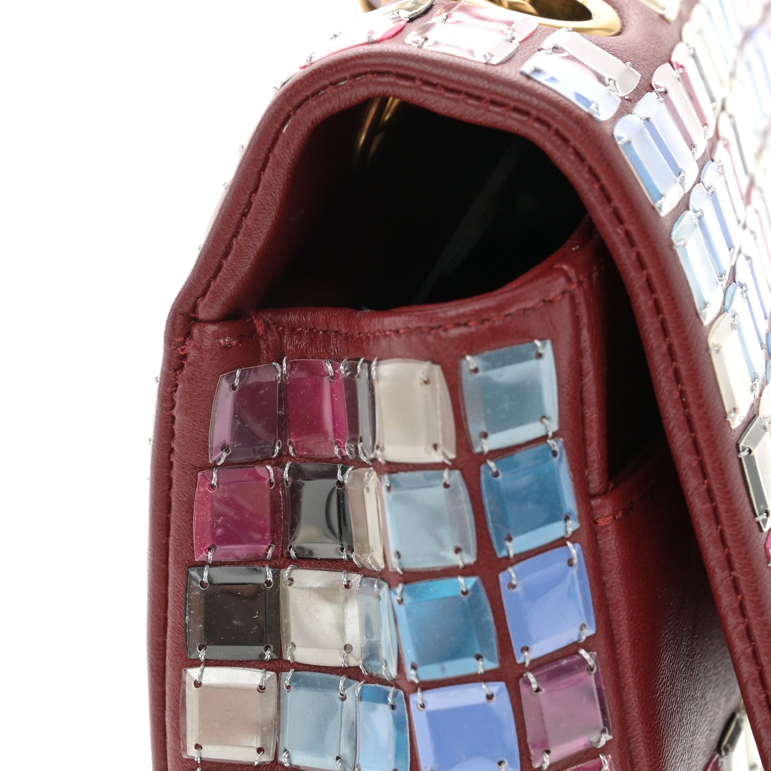 Chanel Lambskin Mosaic Medium Flap Red Multicolor 11 of 12