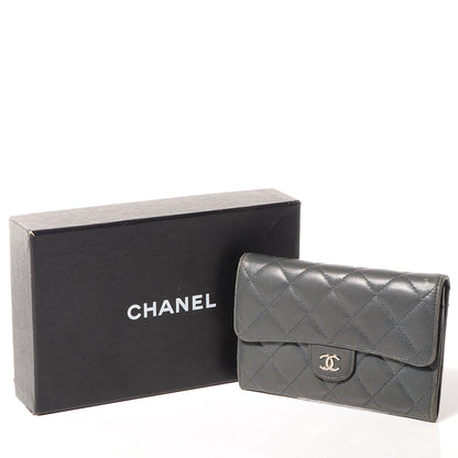 Chanel Lambskin Quilted Small Flap Wallet Grey 5 of 8