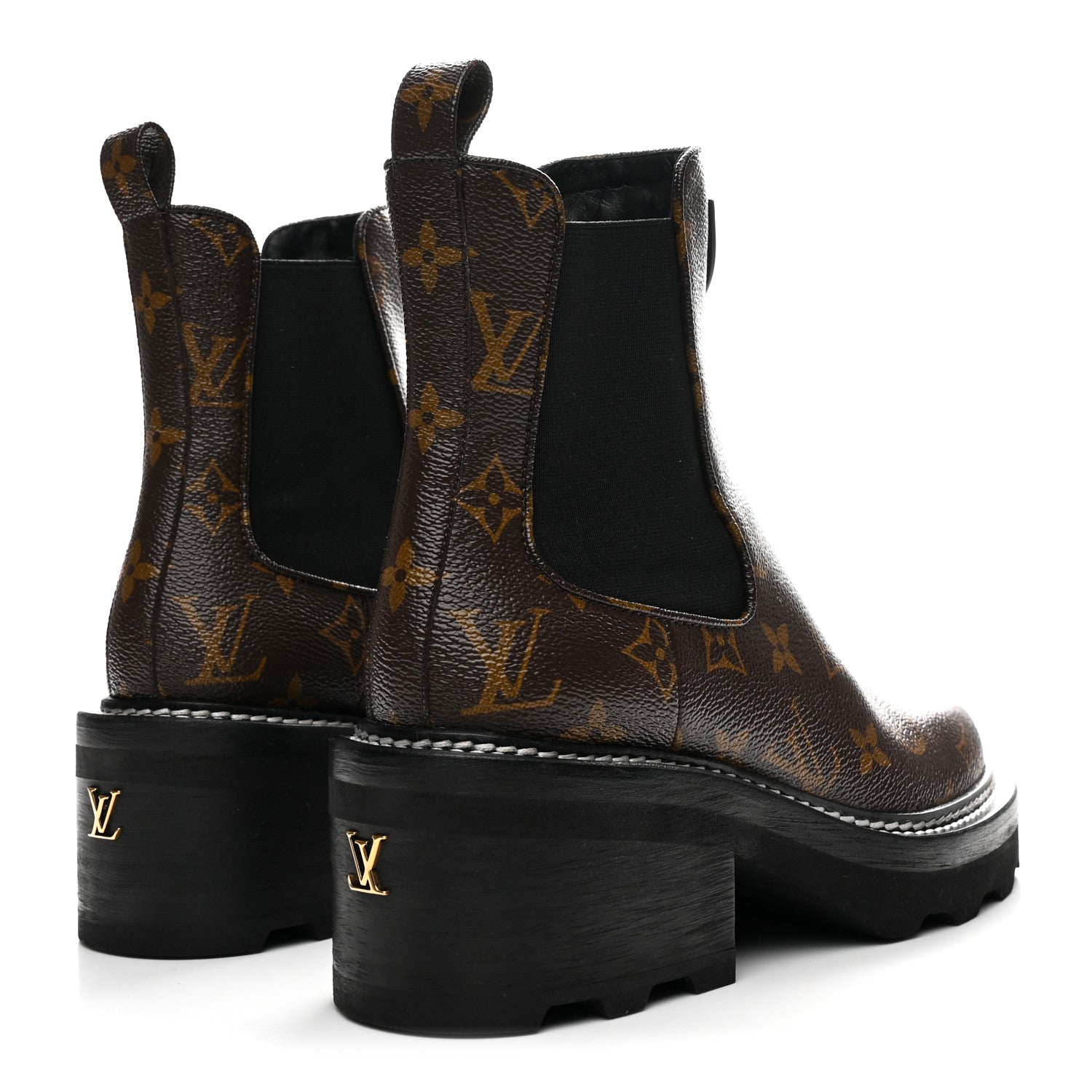 Louis Vuitton Patent Monogram LV Beaubourg Ankle Boots 37 Black 5 of 11