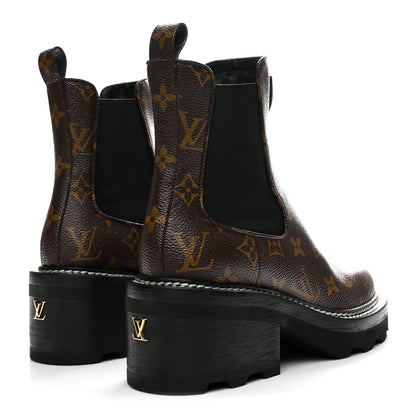 Louis Vuitton Patent Monogram LV Beaubourg Ankle Boots 37 Black 5 of 11