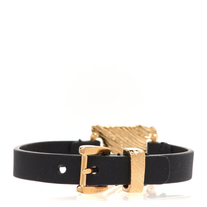 Gucci Calfskin Metal Interlocking G Bracelet Black 3 of 5