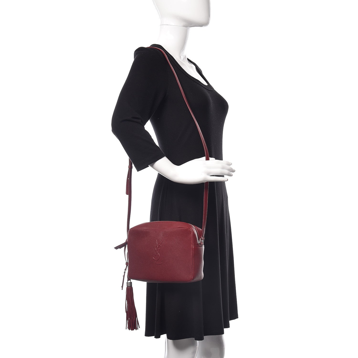 Saint Laurent Lambskin Monogram Small Lou Camera Bag Lipstick Red 2 of 9