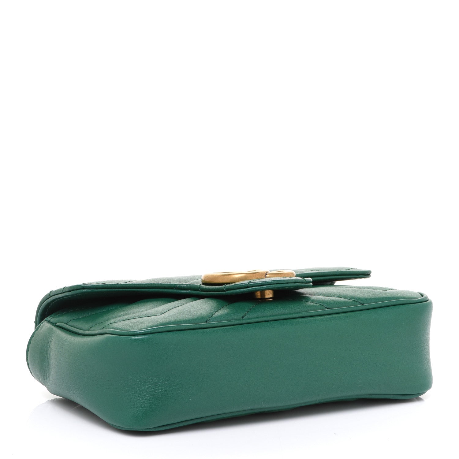 Gucci Calfskin Matelasse Super Mini GG Marmont Shoulder Bag Emerald Green 4 of 10