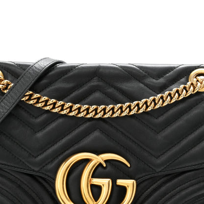 Gucci Calfskin Matelasse Medium GG Marmont Shoulder Bag Black 8 of 10