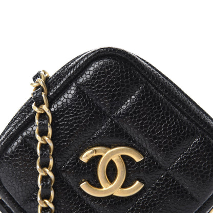 Chanel Caviar Quilted Diamond Coin Purse With Chain Black 10 of 10