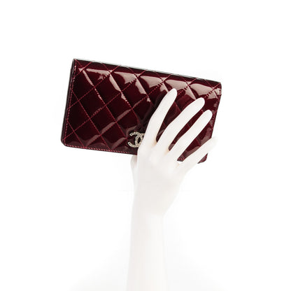 Chanel Patent Quilted Brilliant Yen Wallet Bordeaux 2 of 8