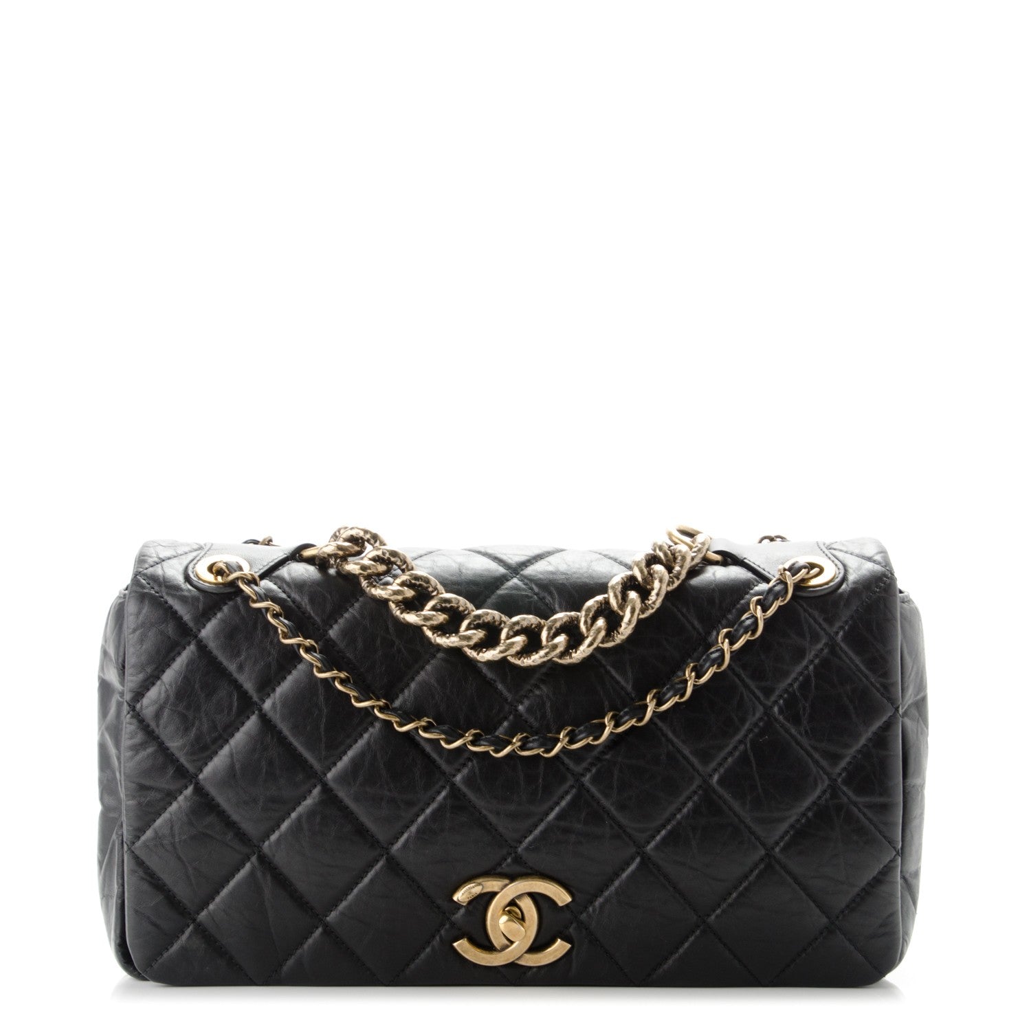 Chanel Aged Calfskin Quilted Medium Pondichery Flap Black 1 of 7