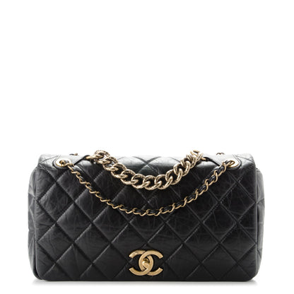 Chanel Aged Calfskin Quilted Medium Pondichery Flap Black 1 of 7