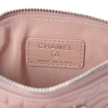 Chanel Goatskin Camellia Embossed Cosmetic Pouch Light Pink 6 of 8