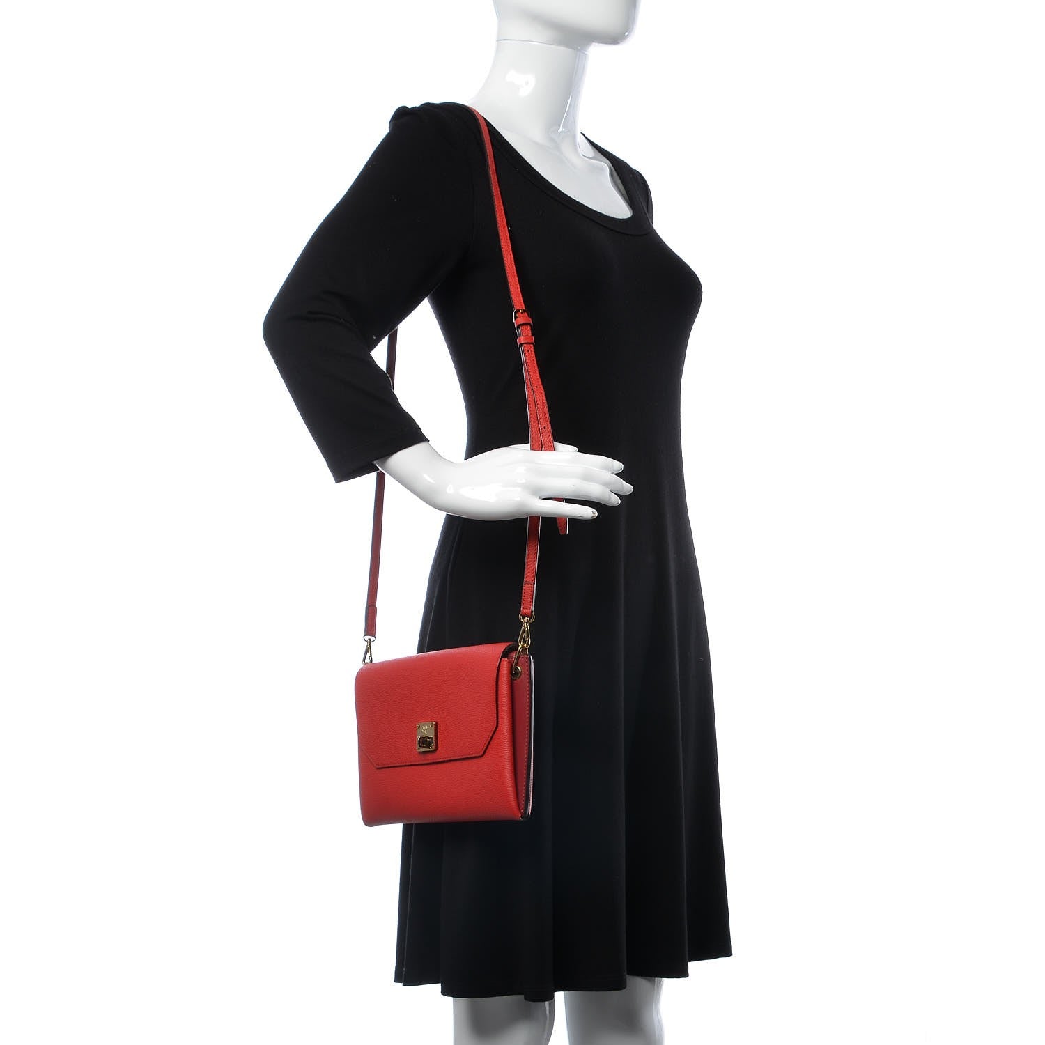 MCM Grained Calfskin Small Milla Clutch Ruby Red 2 of 8