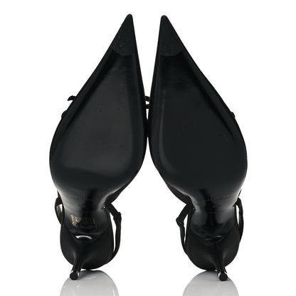 Balenciaga Satin Pointed Toe Knife Slingback Mules 38 Black 5 of 7
