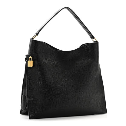 Tom Ford Pebbled Calfskin Small Alix Padlock Zip Hobo Bag Black 4 of 10