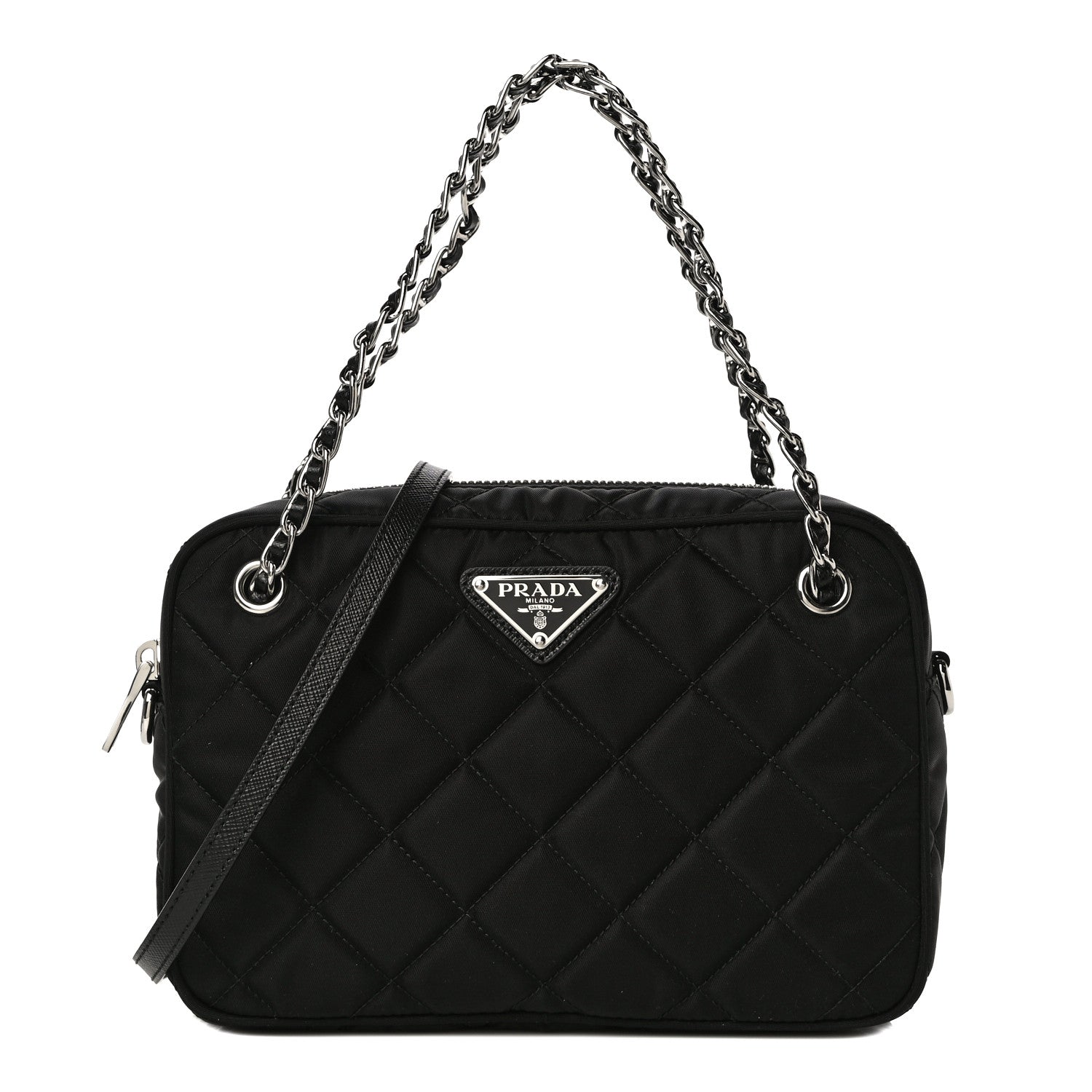 Prada Nylon Tessuto Impuntu Quilted Chain Crossbody Black 1 of 8
