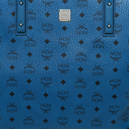 MCM Visetos Large Anya Top Zip Shopper Tote Munich Blue 9 of 15