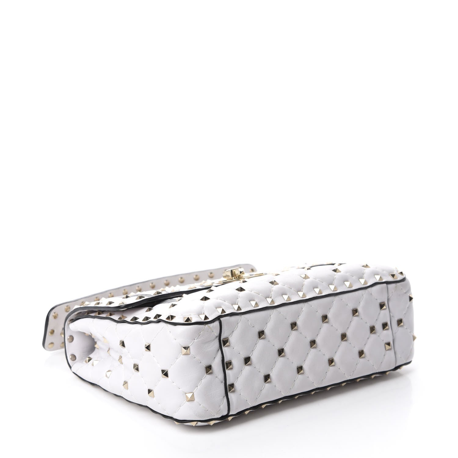 Valentino Garavani Lambskin VLTN Print Medium Rockstud Spike Shoulder Bag Optic White Black 4 of 11