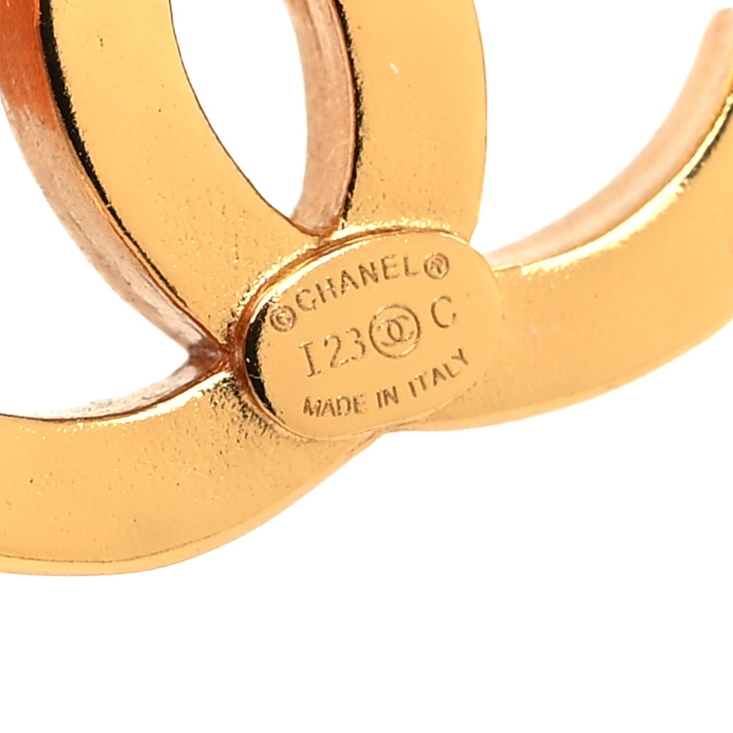Enamel CC Earrings Gold White