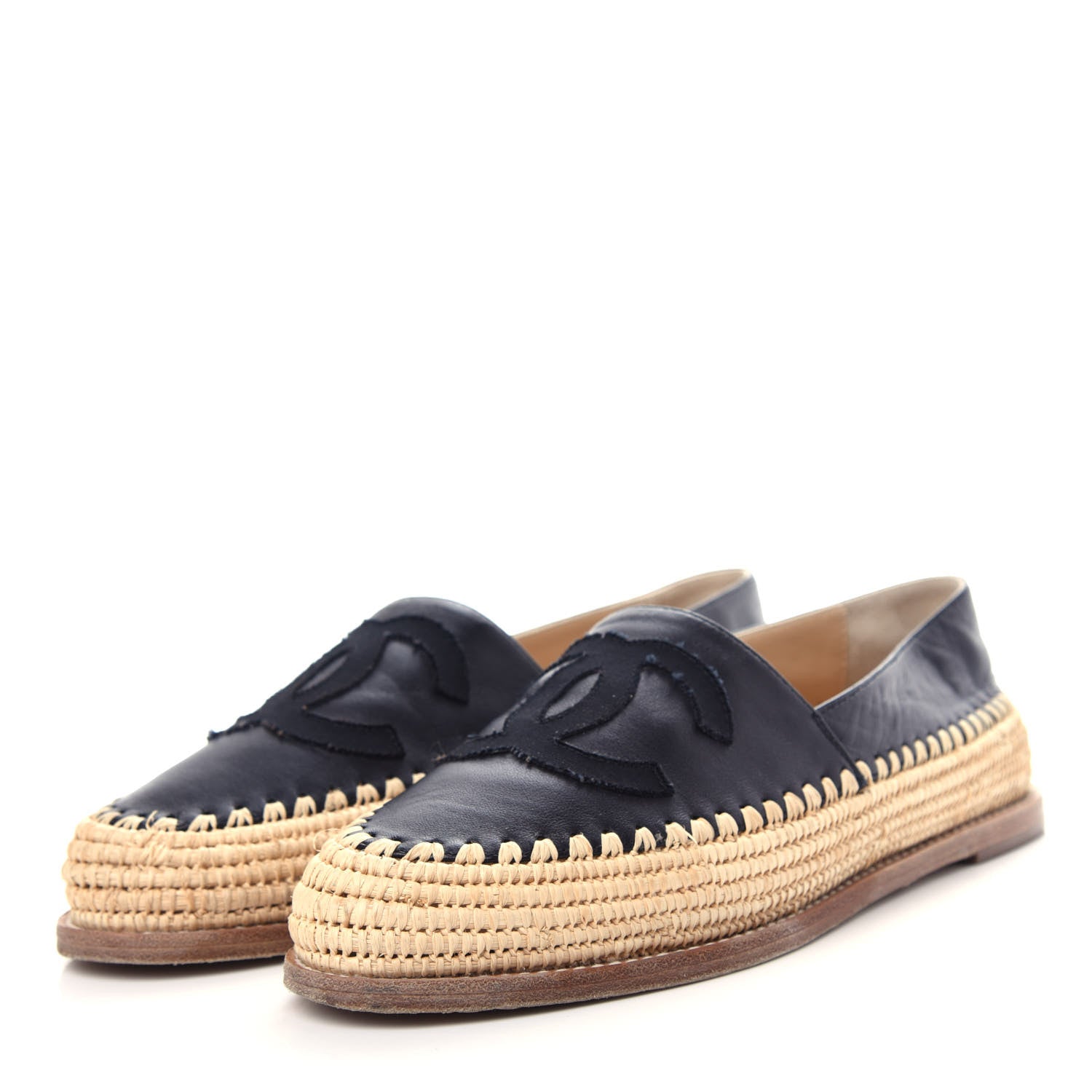 Chanel Lambskin Grosgrain CC Espadrilles 38 Black 3 of 11