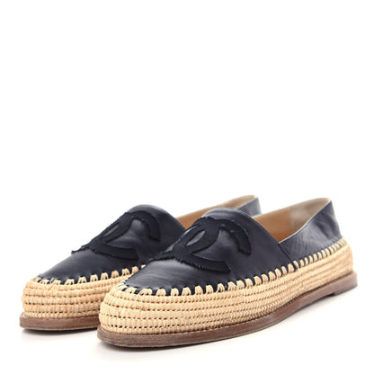 Chanel Lambskin Grosgrain CC Espadrilles 38 Black 3 of 11