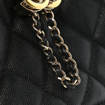 Chanel Caviar Quilted Rolled Up Bucket Drawstring Bag Black 10 of 10