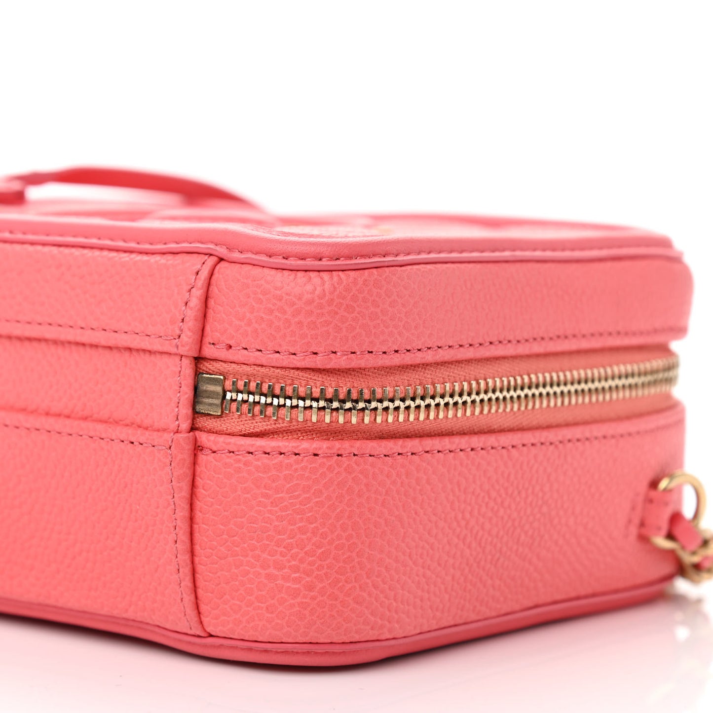 Caviar Quilted Small CC Filigree Vanity Case Coral