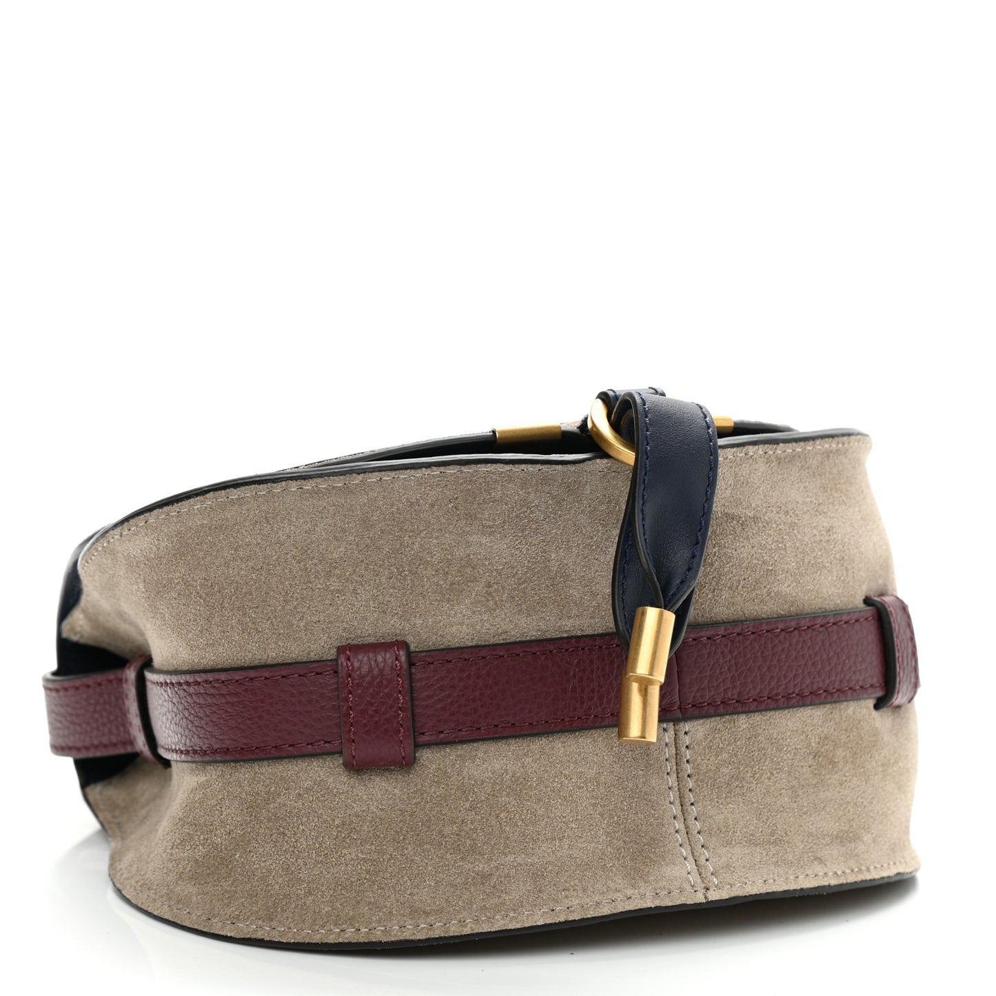 Suede Calfskin Mini Marcie Round Crossbody Bag Motty Grey Multicolor
