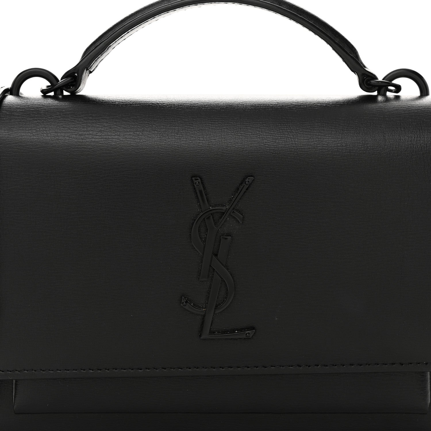 Saint Laurent Calfskin Monogram Sunset Top Handle Chain Wallet Black 7 of 12