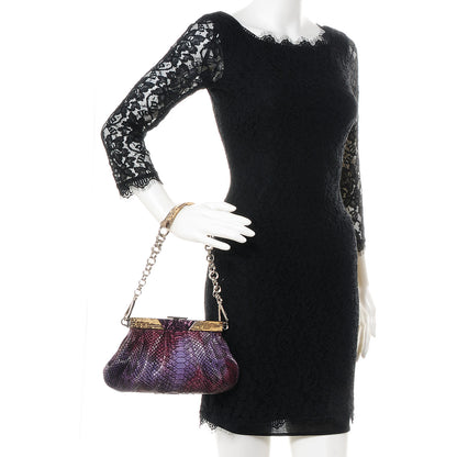 Prada Python Lizard Frame Clutch Bag Purple 2 of 9