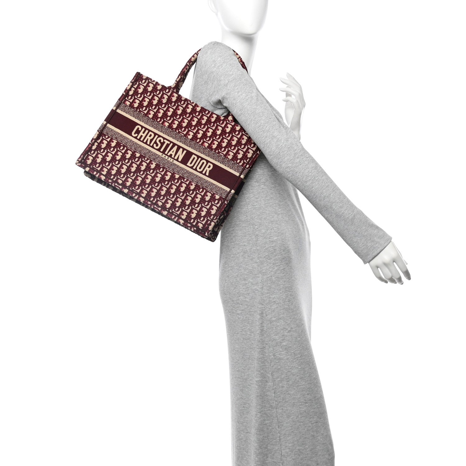 Christian Dior Oblique Medium Book Tote Burgundy Multicolor