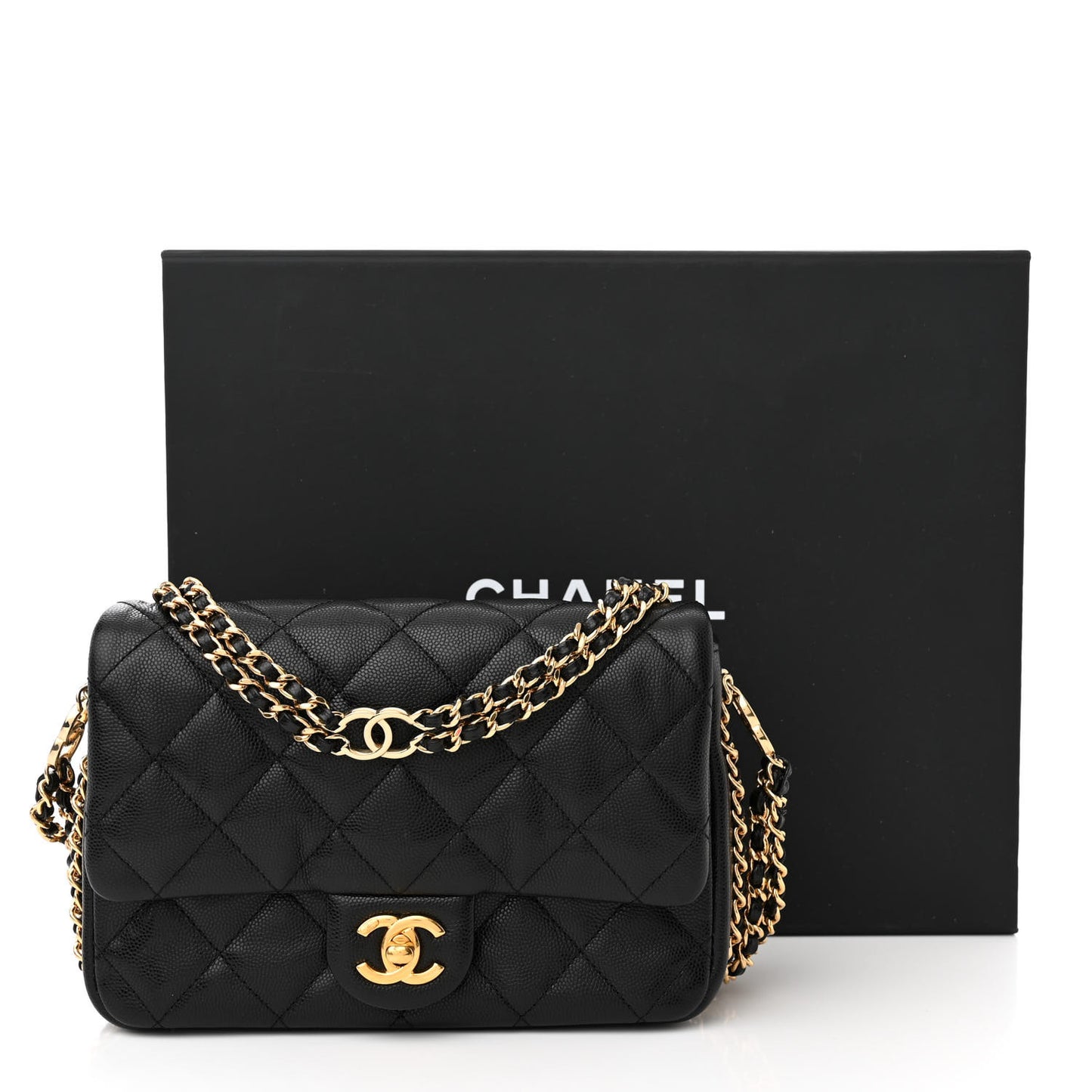 Caviar Quilted Mini CC You Flap Black