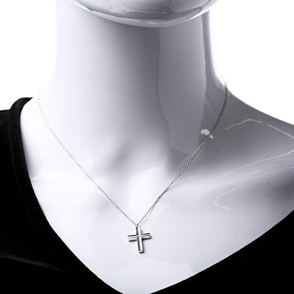 Tiffany Sterling Silver Concave Cross Pendant Necklace 2 of 6