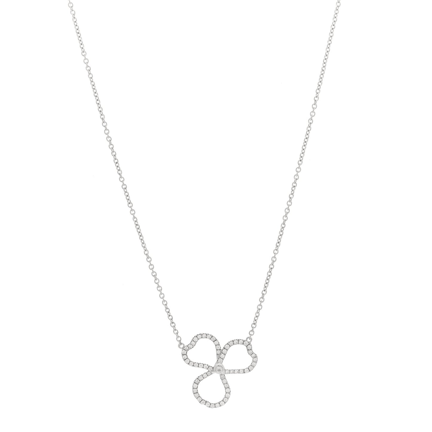 Platinum Diamond Small Paper Flowers Pendant Necklace