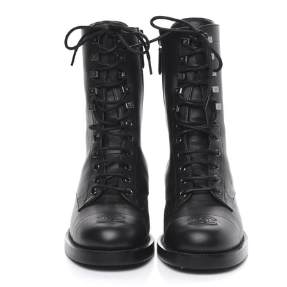 Chanel Calfskin Cap Toe Combat Boots 39 Black 2 of 7