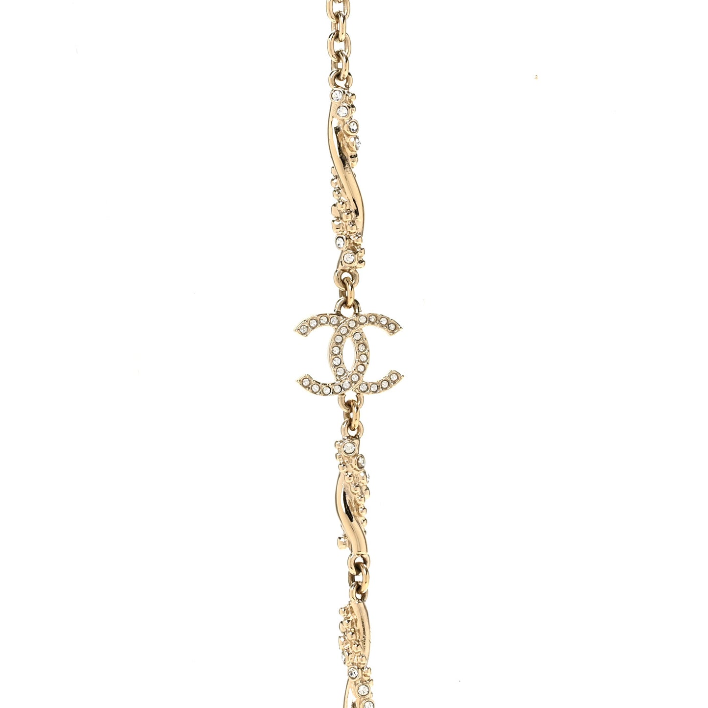 Crystal CC Twist Long Necklace Gold