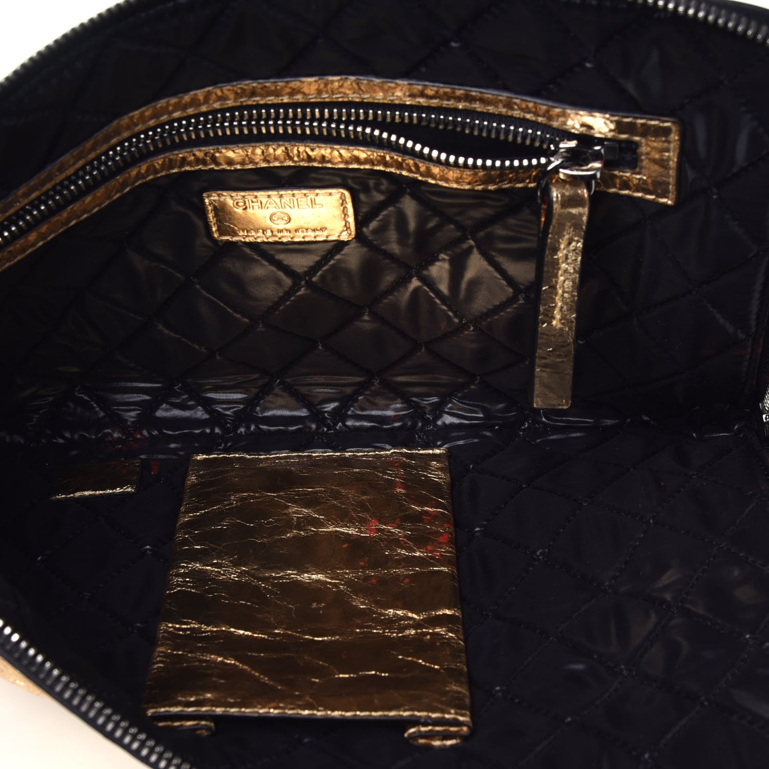 Chanel Metallic Lambskin Medium Je Ne Suis Pas En Solde Pouch Clutch Gold 5 of 7