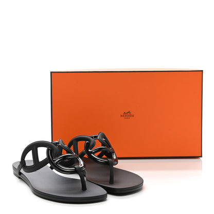 Hermes Rubber Womens Egerie Sandals 37 Black 9 of 9