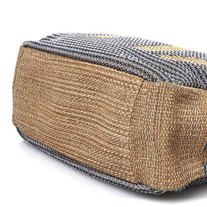 Chanel Woven Straw Raffia Logo Tote Blue Beige 10 of 12