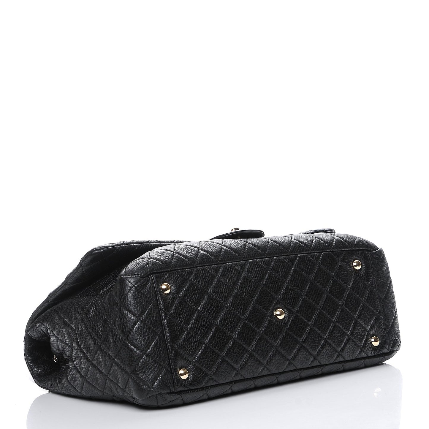 Calfskin Quilted XXL Travel Flap Bag Black