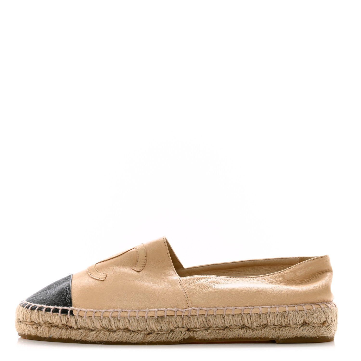 Chanel Lambskin CC Espadrilles 40 Beige Black 1 of 11