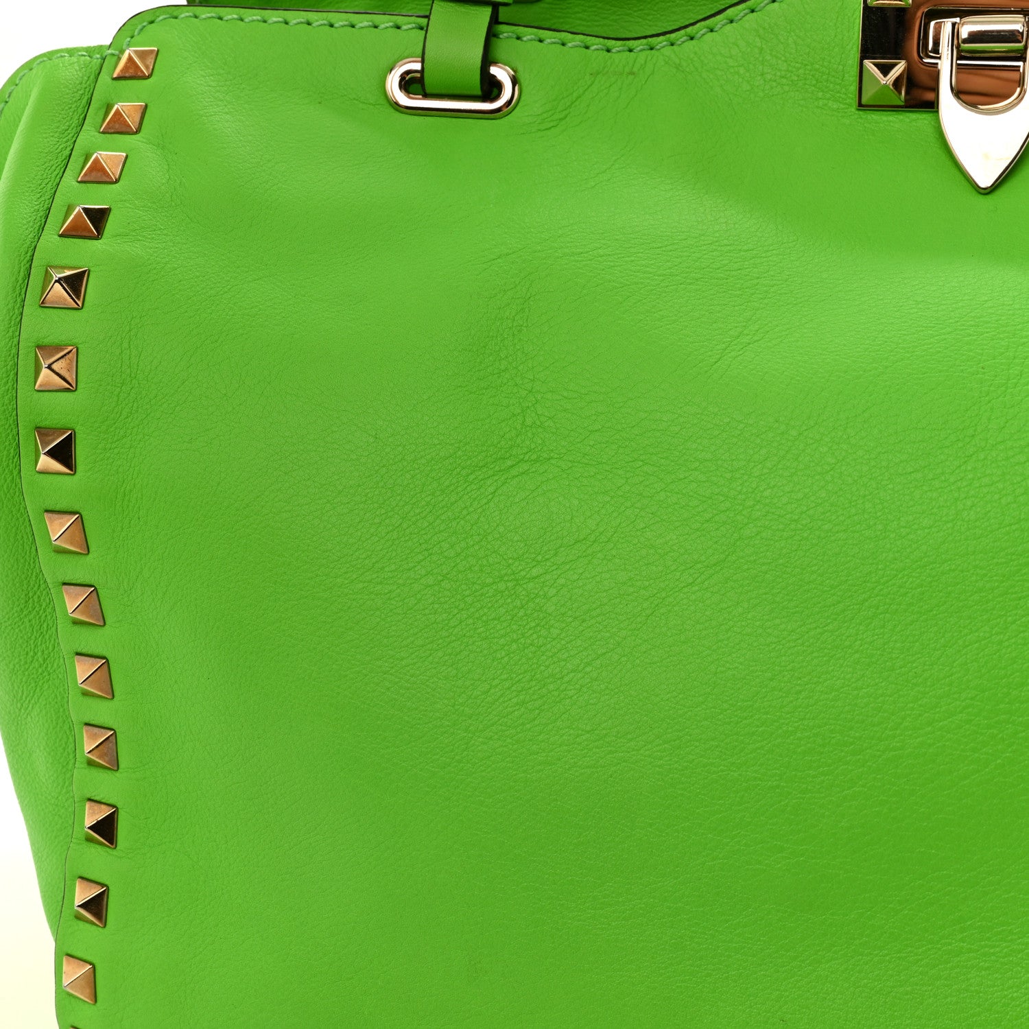 Valentino Garavani Vitello Medium Rockstud Tote Green Fluo 15 of 18