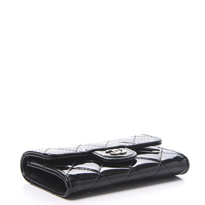 Chanel Patent Quilted Flap Card Holder Wallet Black 3 of 11