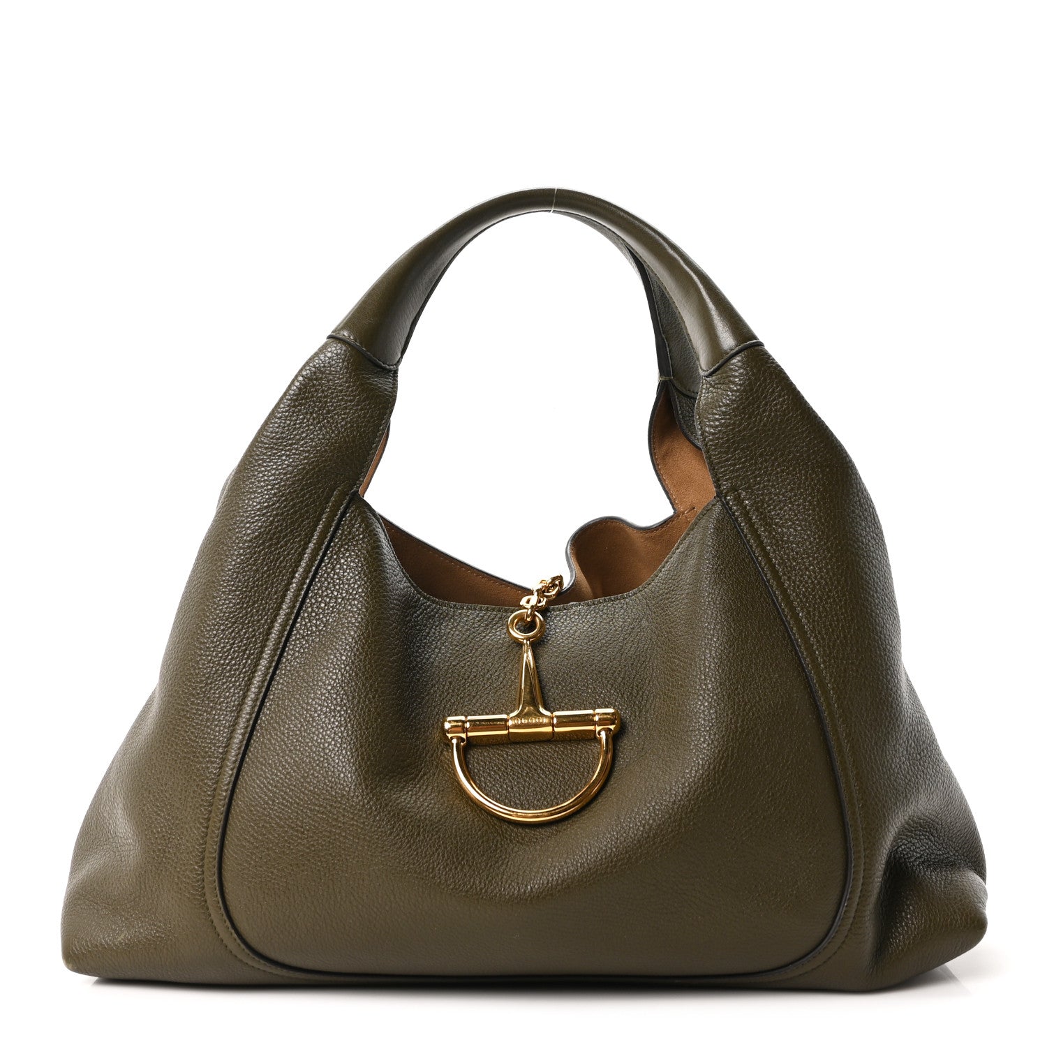 Gucci Grained Calfskin Softbit Maxi Shoulder Bag Forest Green 1 of 12