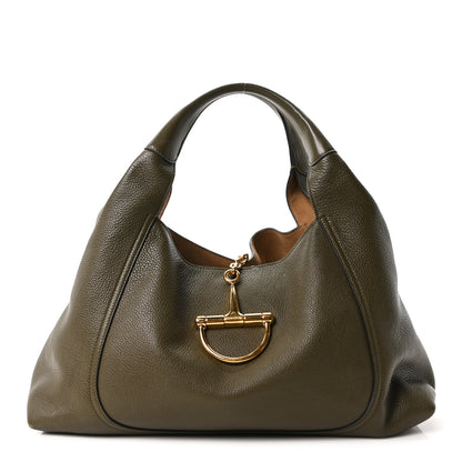 Gucci Grained Calfskin Softbit Maxi Shoulder Bag Forest Green 1 of 12