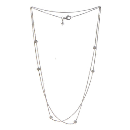 David Yurman Sterling Silver Diamond 4.5mm Bead Station Necklace 36 3 of 4