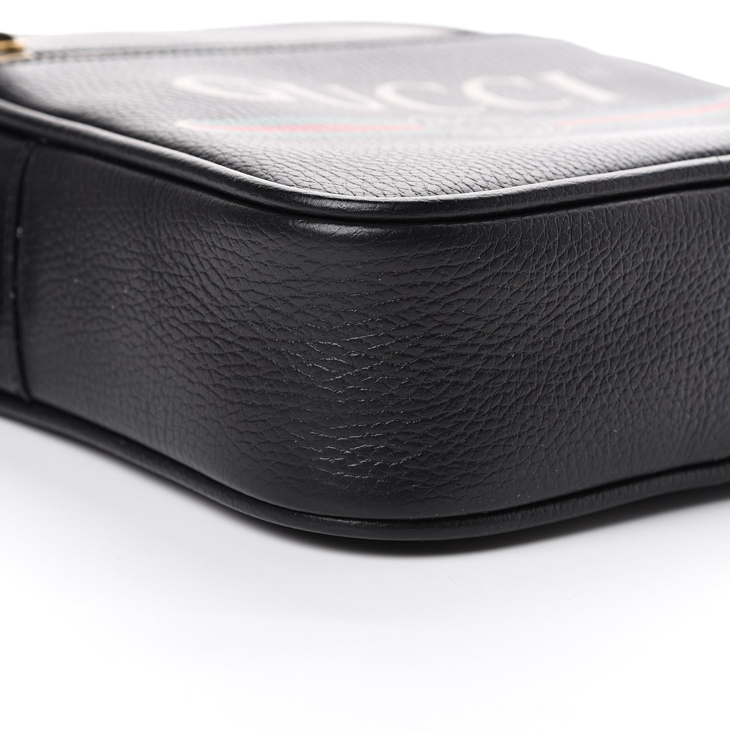Grained Calfskin Logo Messenger Bag Black