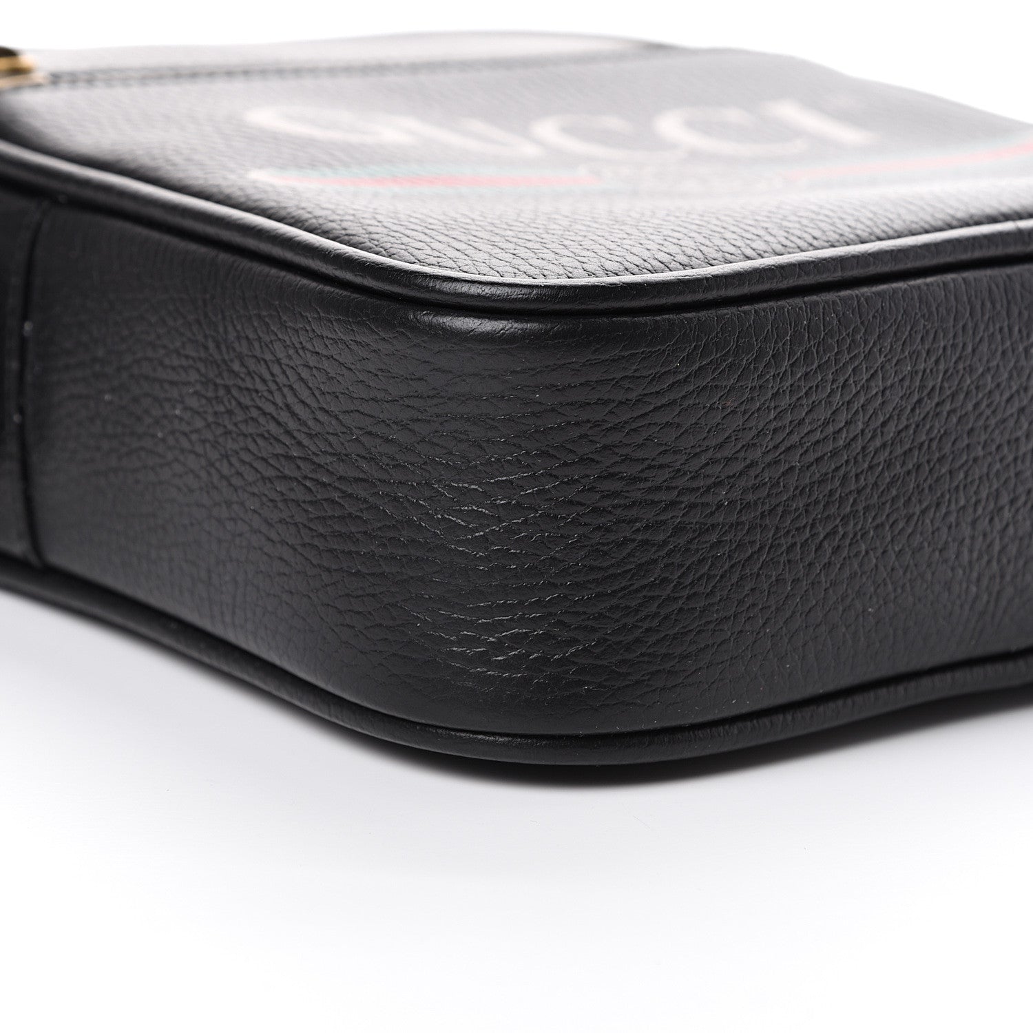 Gucci Grained Calfskin Logo Messenger Bag Black 9 of 12