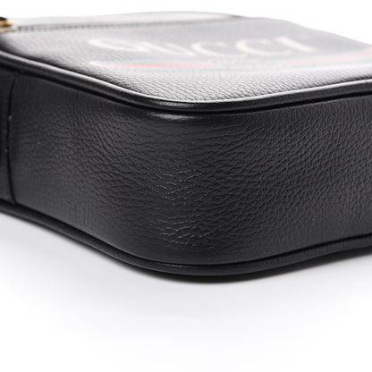 Gucci Grained Calfskin Logo Messenger Bag Black 9 of 12