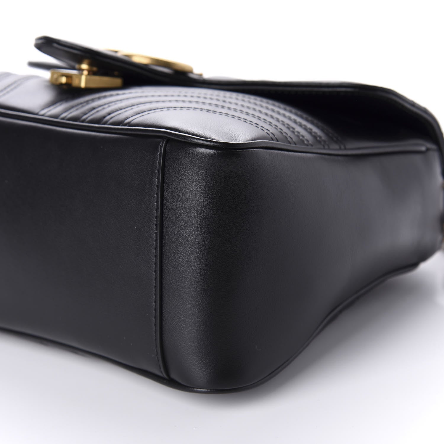 Gucci Calfskin Matelasse Small GG Marmont Top Handle Shoulder Bag Black 7 of 11